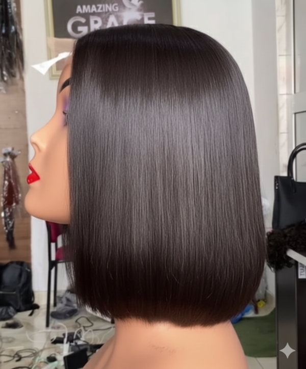 Vietnamese Bone Straight Human Hair Wig 10” – Natural Color, 2×4 Closure