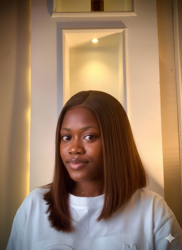 10” 5*5 Sdd chestnut Bob paired with dark root 💯 human hair